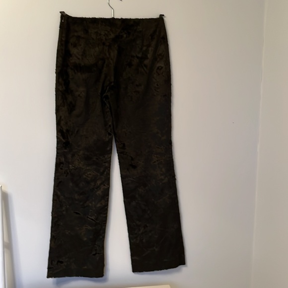 Caractère Dark Olive Green Crushed Velvet Pants, 44 IT, US 8 - Picture 3 of 5